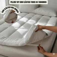 Protetor De Colchão Pillow Top Solteiro Casal Queen King 400 Fios Extra Macio Padrão