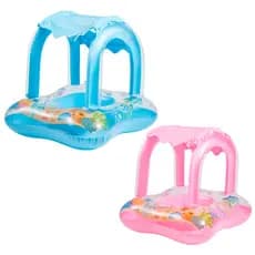 Boia Inflável Fralda Bebê Infantil  Com Cobertura E Proteção Solar Piscina Bebe