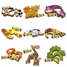 Brinquedos Educativos Quebra Cabeça Infantil Madeira Bichos e Filhotes Animais da Fazenda Zoo | 1 UN