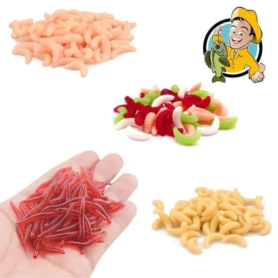 Kit 100 Isca Artificial Pesca em Silicone Soft para Tilápia Lambari Piau | VÁRIAS CORES E MODELOS