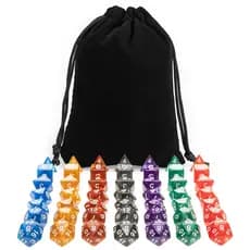 Kit 49 Dados RPG de Mesa Opaco Perolado D4 D6 D8 D10 D10% D12 D20 + 1 Bolsa Grande
