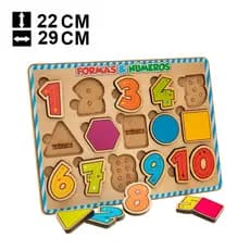 Quebra Cabeça Infantil Pedagógico Brinquedo Educativo Números e Formas  em Madeira +3 ANOS