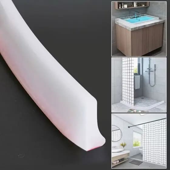 Barreira Retenção Água impermeável Pia Cuba Cozinha Box Chuveiro Banheiro Barra Silicone Flexível