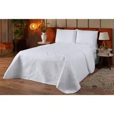 Kit Colcha Cobre Leito Casal King p/ Cama Box e Fronhas 03 pçs
