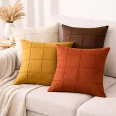 Kit 4 Pçs Capas de Almofada 45cm x 45cm Tecido Suede Aveludado Com Enchimento 100% Silicone