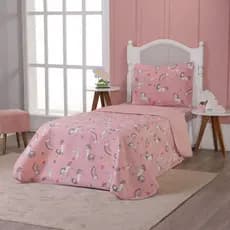 Kit Colcha Cobre Leito Dupla Face Solteiro Box Estampado Menina menino Bouti