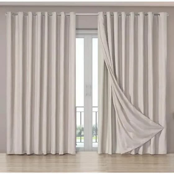 Cortina Voil Gaze De Linho Com Forro Blackout Para Quarto e Sala - 7,00x2,80m de Altura