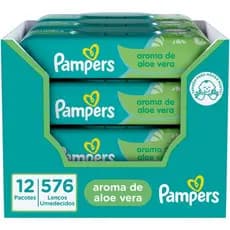 Pampers Lenços Umedecidos Aroma de Aloe Vera 48 Unidades (pacote de 12)