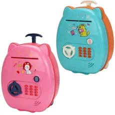 Mini Cofre Digital Eletrônico Automático Nota Moeda Infantil Com Rodinha Maleta