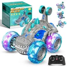 Carrinho Recarregável Controle Remoto Acrobata Gira 360 Graus Dinossauro Com Luzes Infantil Kizumba