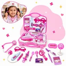 Kit Médico Maleta Doutor Maletinha Brinquedo Infantil Educativo Profissão Rosa Completo Kizumba