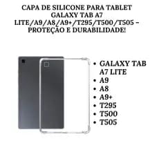 Capa de Silicone para Tablet Galaxy Tab A7 Lite/A9/A8 2021/A9+/T295/T500/T505 – Proteção e Durabilidade!