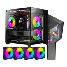 Gabinete Gamer Aquário Com 4 Fans Rgb Em Vidro Hayom Preto