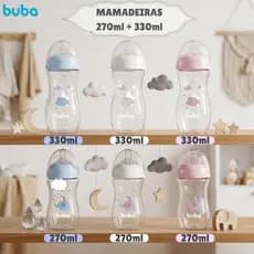 Kit 2 Mamadeiras Infantil Buba 270ml 330ml Anticólica +2m+4m