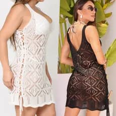 Saida de Praia Ipanema Vestido Moda Praia Piscina Tricot Fabricação Propria