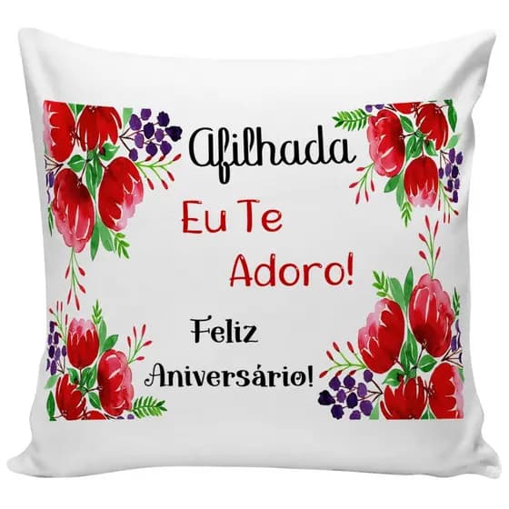 almofada para afilhada presente com frase aniversário almofada decorativa