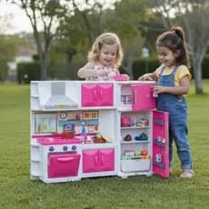 Cozinha Infantil de Brinquedo Completa com Fogão, Geladeira e Utensílios – Rosa