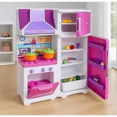 Cozinha Infantil Completa Rosa com Fogão Geladeira Coifa e Acessórios  Brinquedo de Casinha
