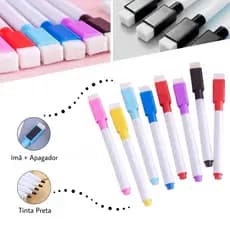 50 Canetas Para Quadro Branco Com Imã e Apagador - Marcador Apagável