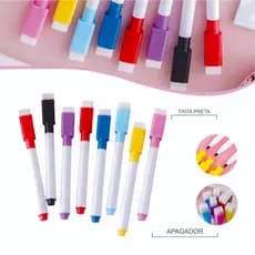 30 Canetas Para Quadro Branco Com Apagador e Imã- Tinta Preta Ou Colorida