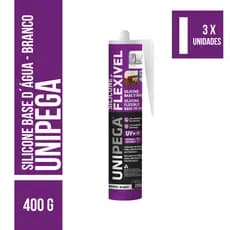 KIT 3 Silicone Flexível Base D'água Branco 400g - Unipega