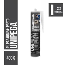 Kit 2 Cola Pu Parabrisa Vidro Automotivo Preta Unipega 400g