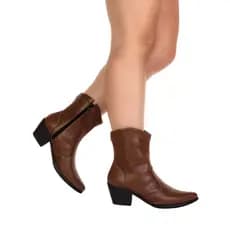 Bota Texana Feminina Cano Curto Salto Baixo Grosso Rodeio Country Boiadeira Conforto Via Angel 6901