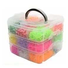 Caixa Organizadora 3 Andares com 3000 elasticos para fazer Pulseiras, Braceletes Prendedores de Cabelo DIY e muito mais