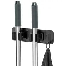 Suporte para Vassoura ou Utensílios 2 Ganchos Aço Inox Black