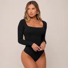 Body Feminino Manga Longa Body Básico Premium Bory Decote Quadrado Body Feminino Inverno Elegante