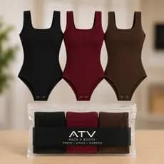 Kit 3 Body Feminino Regata Decote Quadrado Body Feminino Elegante Alça Larga Bory Feminino Estiloso