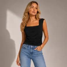 Blusa Feminina Regata Decote Quadrado Blusinha Feminina Franzido Lateral Blusa Feminina Estilosa