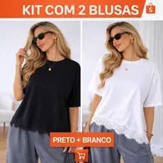 Kit 2 Blusa Feminina Oversized De Renda Blusa feminina estilosa Blusa Feminina Elegante Blusinha