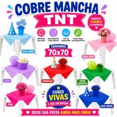 Cobre Mancha TNT 70x70 Para Mesa Festa Descartável Colorido Várias Cores