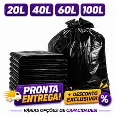 Saco de Lixo Preto Resistente 20L/40L/60L/100L Atacado 100 e 50 unidades Direto da Fábrica