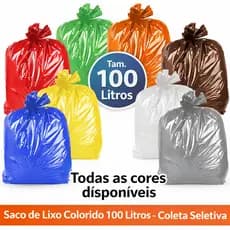 Saco de Lixo Colorido 100 Litros 100 Unidades | Coleta Seletiva Reciclagem Todas as Cores