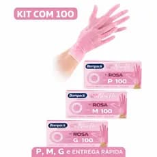 Luva Rosa Sem Pó Newflex Bompack TPE 100 Unidades | Alta Resistência Cuidado Limpeza Alimentos