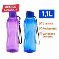 Garrafa 1,1L Squeeze PET Academia com Alça Flip Top 1 Litro Fitness Escolar