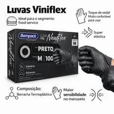 Luva Descartável viniflex sem pó TPE kit 100 Unidades | Alta Resistência Cuidado Limpeza Alimentos