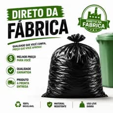 Saco de Lixo 100L Preto Resistente 50 ou 100 Unidades Direto da Fábrica