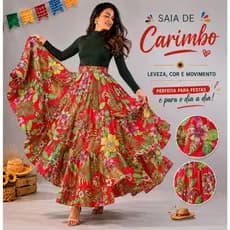 Saia de Carimbó Rodada Adulto Dança de Roda Festa Típica Brasileira Festa Junina Arraiá caipira