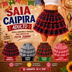 Saia Adulto 3 Babados Festa Junina Caipira São João Arraiá Feminina !!!