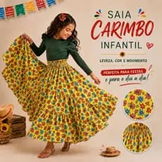 Saia de Carimbó Rodada Infantil Dança de Roda Festa Típica Brasileira Festa Junina Arraiá caipira