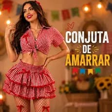 Conjunto Blusa e Saia Adulto Caipira Festa Junina Xadrez Vermelho