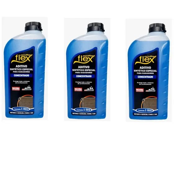 Kit 3 Litros Aditivo P/ Radiador Proradflex Concentrado Azul