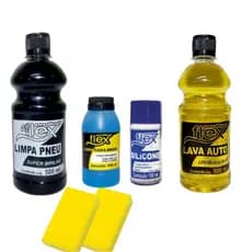 Kit: ProRad flex - 4 Produtos, Limpa automóvel, Limpa parabrisa, Limpa pneu , silicone liquido e 2 esponjas