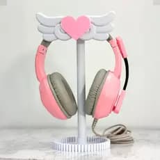 Suporte para fone e headset com asas e coração | Decoração Gamer Kawaii