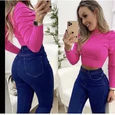 Cropped De Tricot Manga Bufante Modal