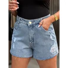 Shorts jeans feminino com bolso short jeans juvenil natural shorts Feminino com bolsas com rascada