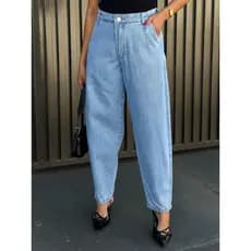 Calça Jeans wide leFeminina  Mom Calca com rasgo 8148